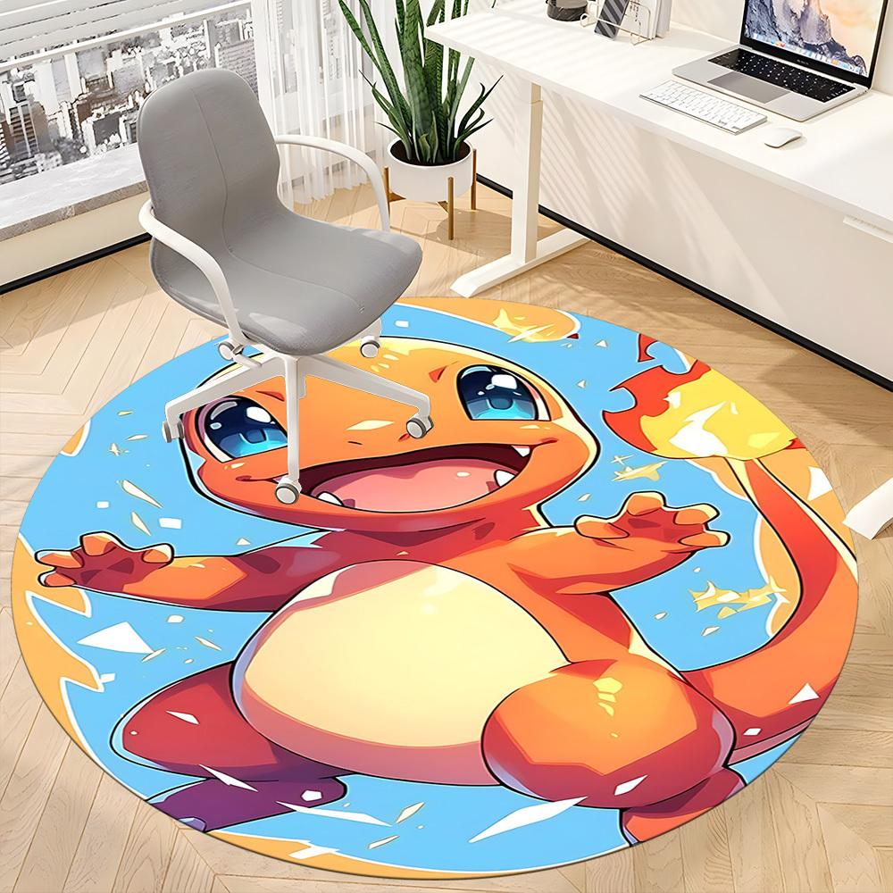 1pc Charmander Pokémon Office Round Area Rug, Indoor Mat Suitable For Office,Bedroom Living Room Home Decor, Room Deco a0928202