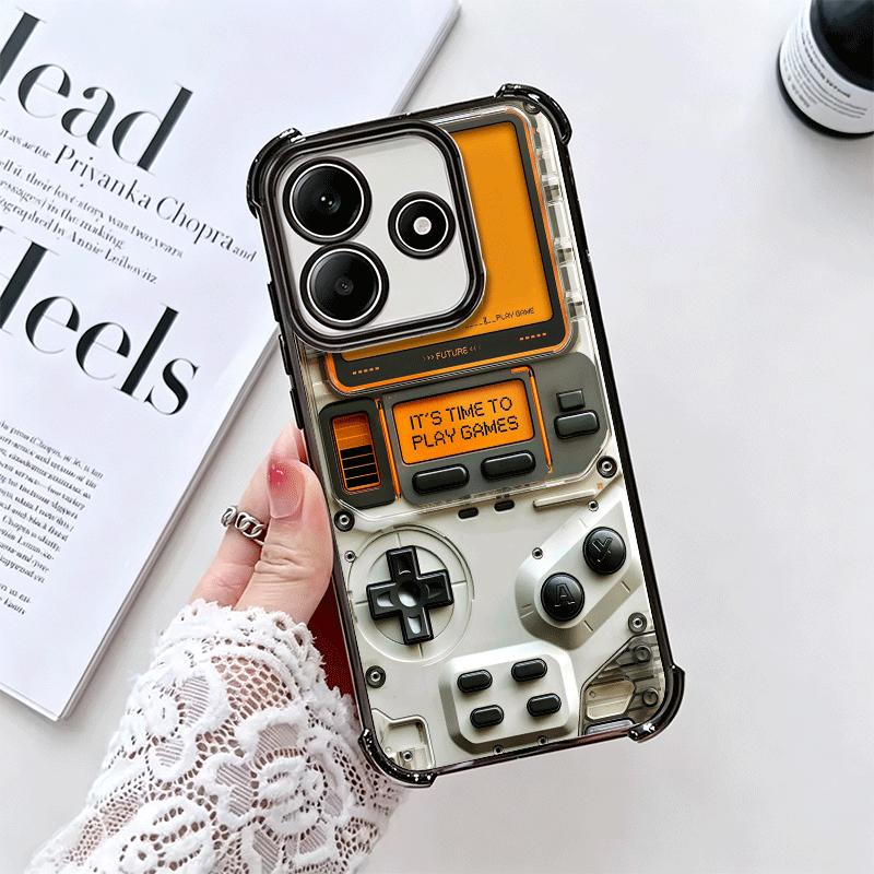Game Console Fashion Boy Plating Phone Case For Xiaomi Redmi Note 14 15 Pro Plus 13 12 11 11S 11T 10 9S 9 5G Anti-Fall Airabag C