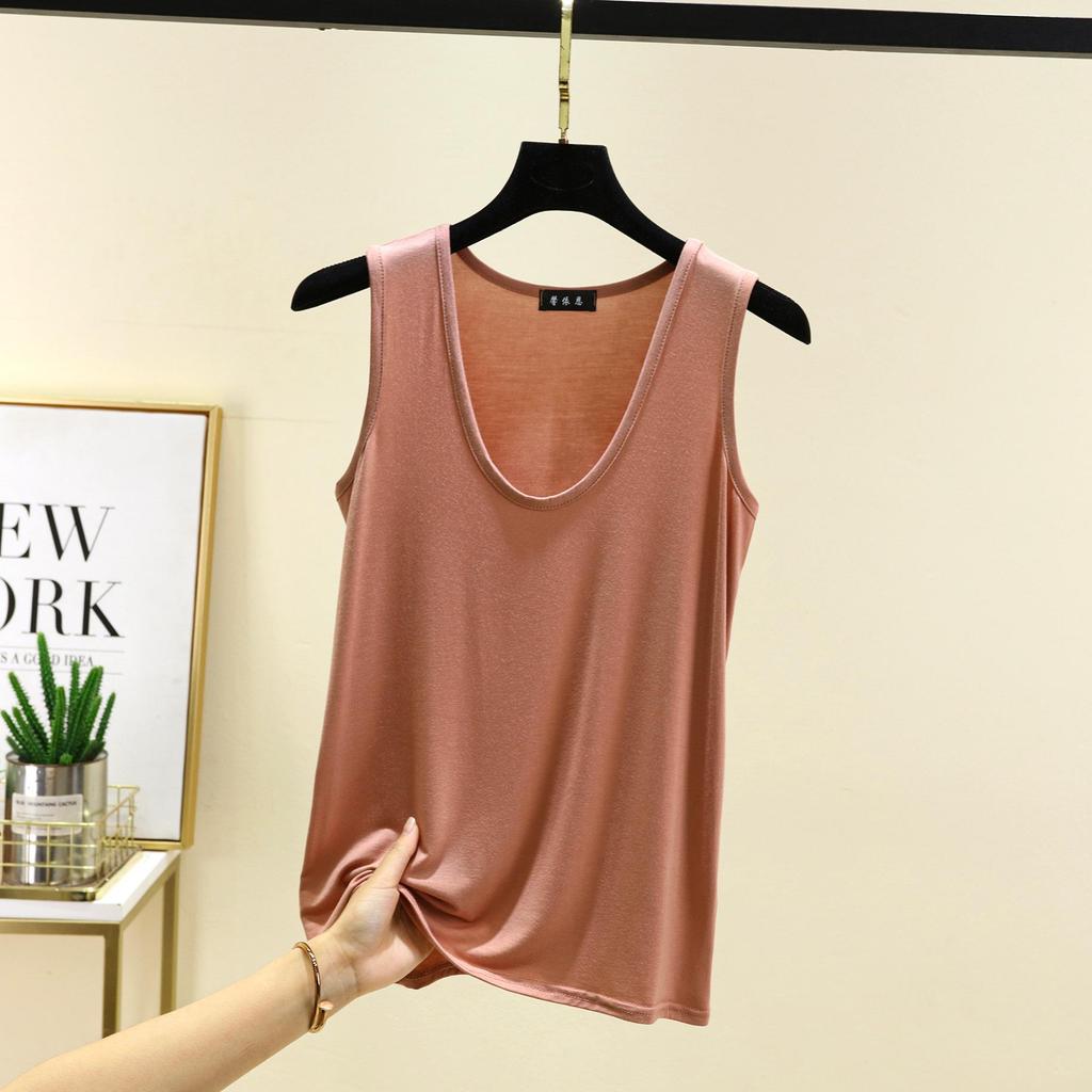 6XL Oval Collar Stretch Loose Vest Summer Modal Fashion All-match Large Size Bottoming Shirt Hem Arc Women's Top