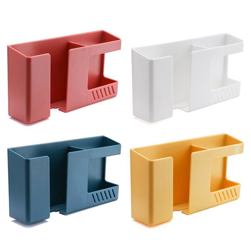 

Multifunctional 2 In 1 Wall-Mounted Mobile Phone Remote Control Storage Box Punch-Free Storage Rack Wall Debris Organizer 4Pcs