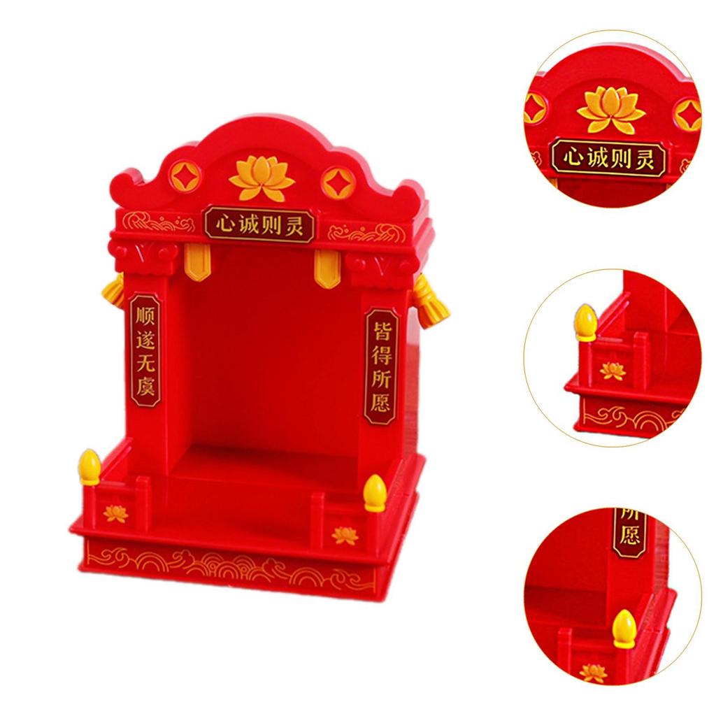 Mini Altare Buddista Buddha Santuario Tavolo Pooja Statuetta Guan Gong Guanyin Buddha
