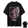 Attack on Titan Tričko Křídla Svobody Růžový Třešňový Květ Potisk na Zádech Unisex Dámský Bavlněný Střih Pohodlí Streetwear