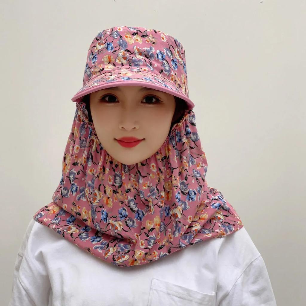 WTEMPO Cappelli Estivi Stampati con Protezione Solare Antivento Antipolvere Protezione Viso Collo Femminile Ciclismo Lavoro all'Aperto Cappelli da Sole