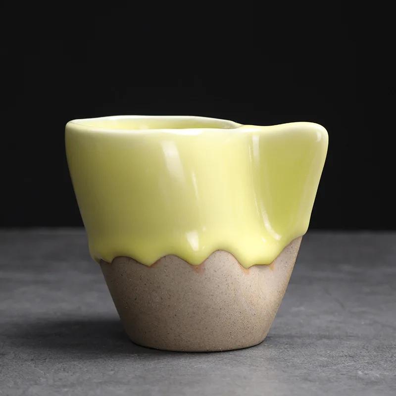 130ml Tazza da Caffè in Ceramica Creativa Tazza Espresso Vintage Ceramica Grezza Utensile da Bere per il Tè Pomeridiano Tazza da Acqua da Ufficio Regalo per Coppia