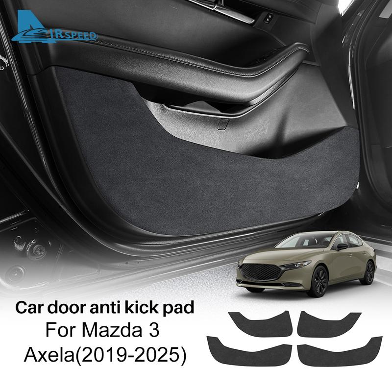 Suede Car Door Anti-kick Pad For Mazda 3 Axela BP 2024 2025 Leather Carbon Mat Accessories Protect