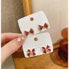 111 silver needle red rhinestone bow earrings, new trendy design high-end stud earrings Internet celebrity earrings