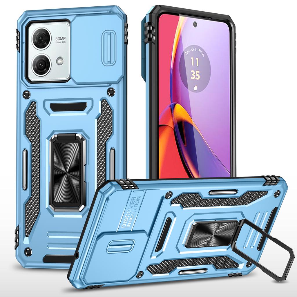 Armor Series For Motorola Moto G84 5G Case Slide Lens Lid PC+TPU Kickstand Phone Cover