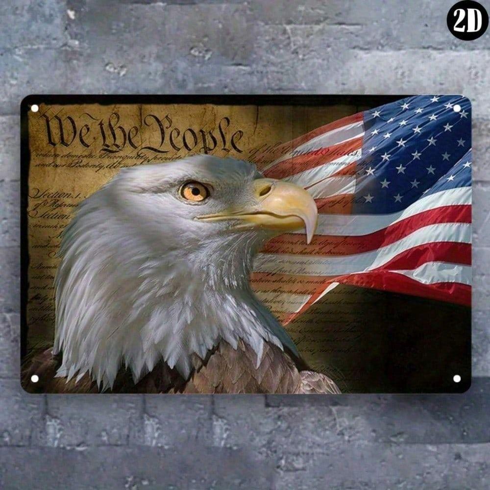 

Metal Poster Eagle USA Flag Patriotic Wall Art Office Gift 20x30 cm