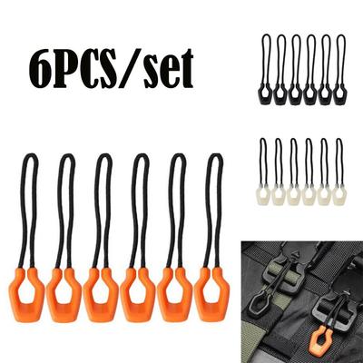 6Pcs Luminous Zipper Pull Pullers End Rope Easy To Find Zip Cord Tab Puller Replacement Ends Lock Zips Bags Clip Buckle Fixer