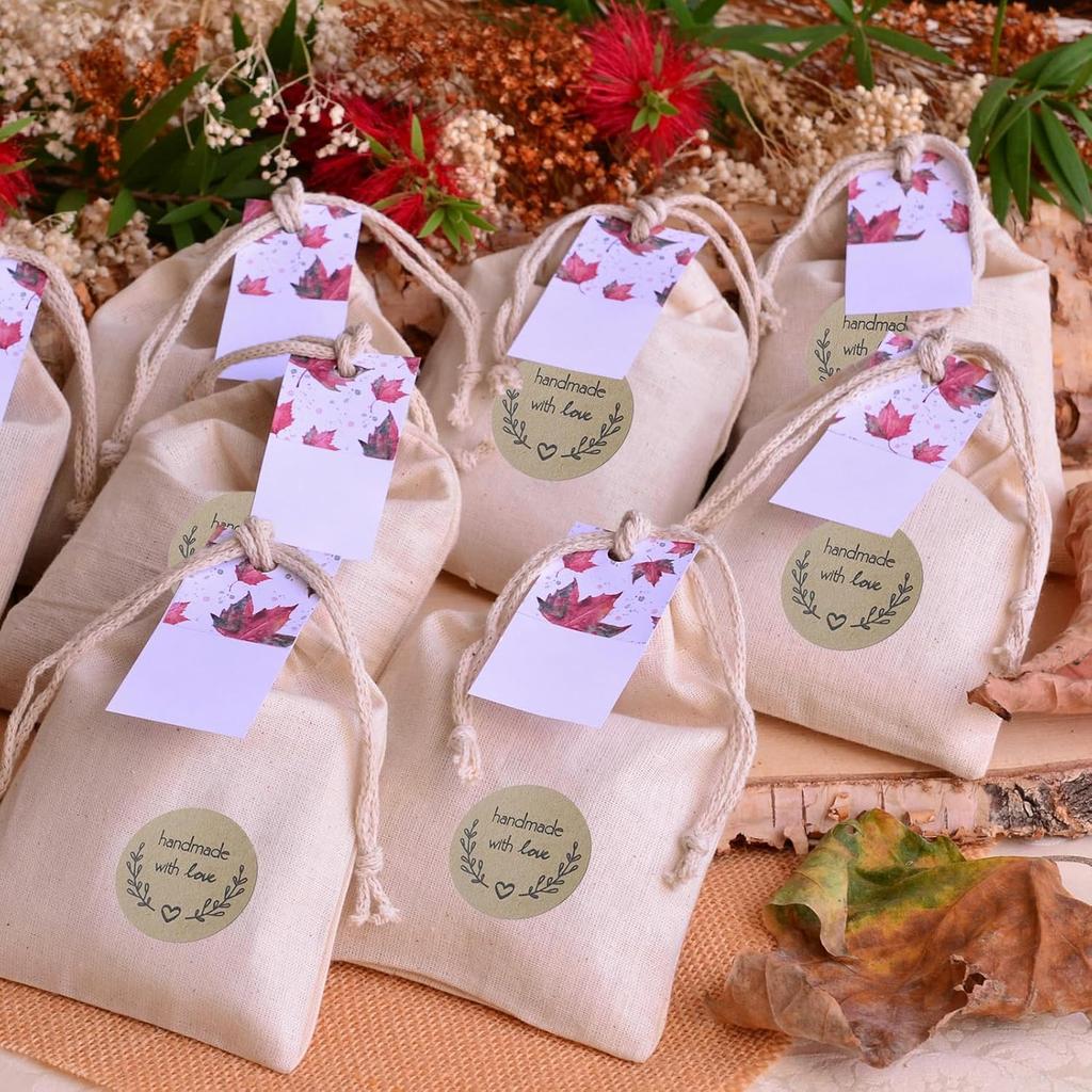 Handmade Stickers Set (1500PCS) - 1 Inch Kraft Thank You & Love Labels for Baking, Gift Packaging, Small Business - Self-Adhesive Eco-Friendly