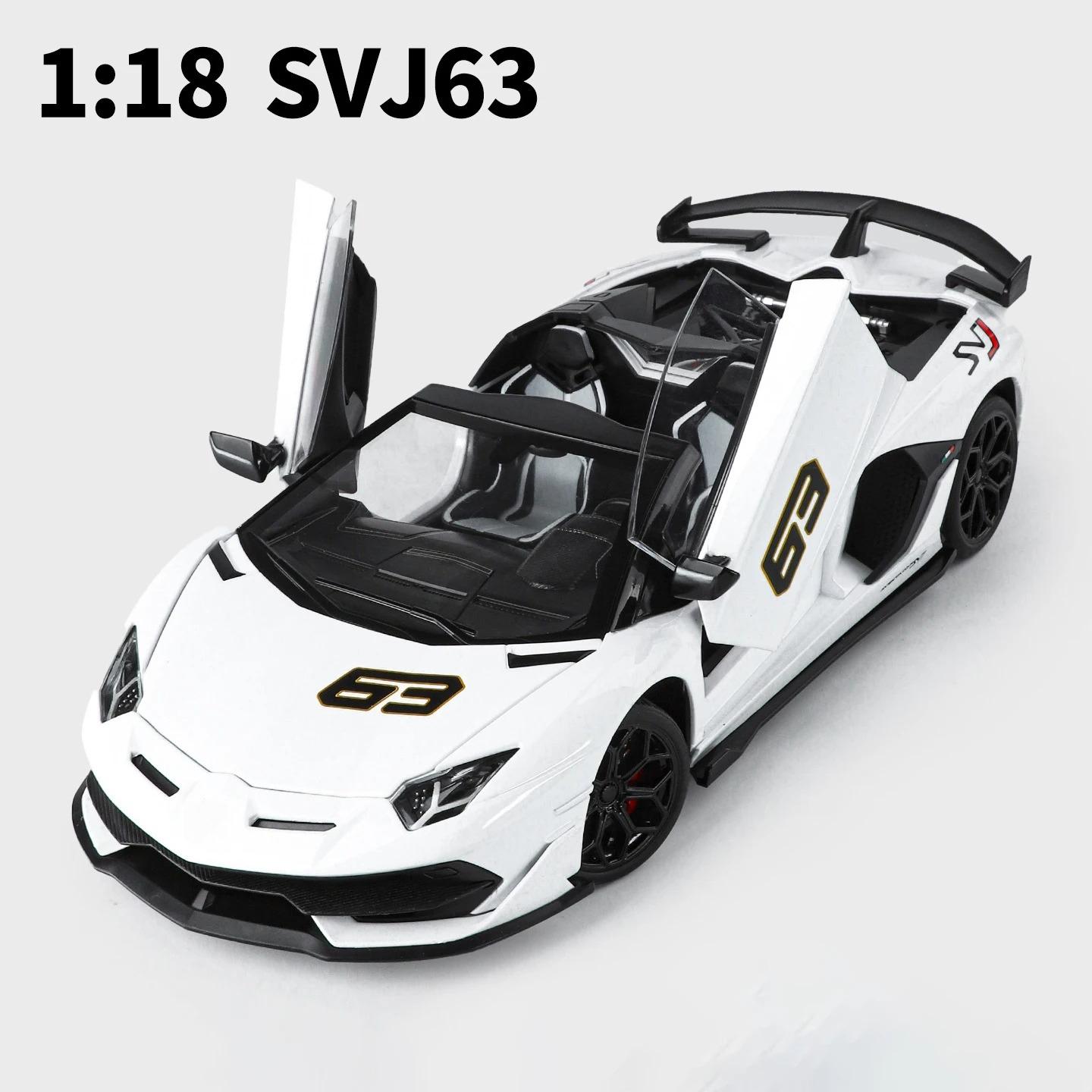 

1:18 Lamborghini Aventador SVJ63 Металева Іграшкова Модель Автомобіля Кермо Колеса Звук та Світло Дитяча Іграшка Колекційний Предмет Подарунок на День Народження білий
