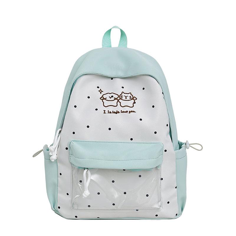 Schoolbag new backpack high value schoolbag female college student cute junior high school student fashion polka dot contrast simple backpack