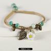 Retro ceramic flower woven bracelet niche literary hand rope small fresh bell bracelet female