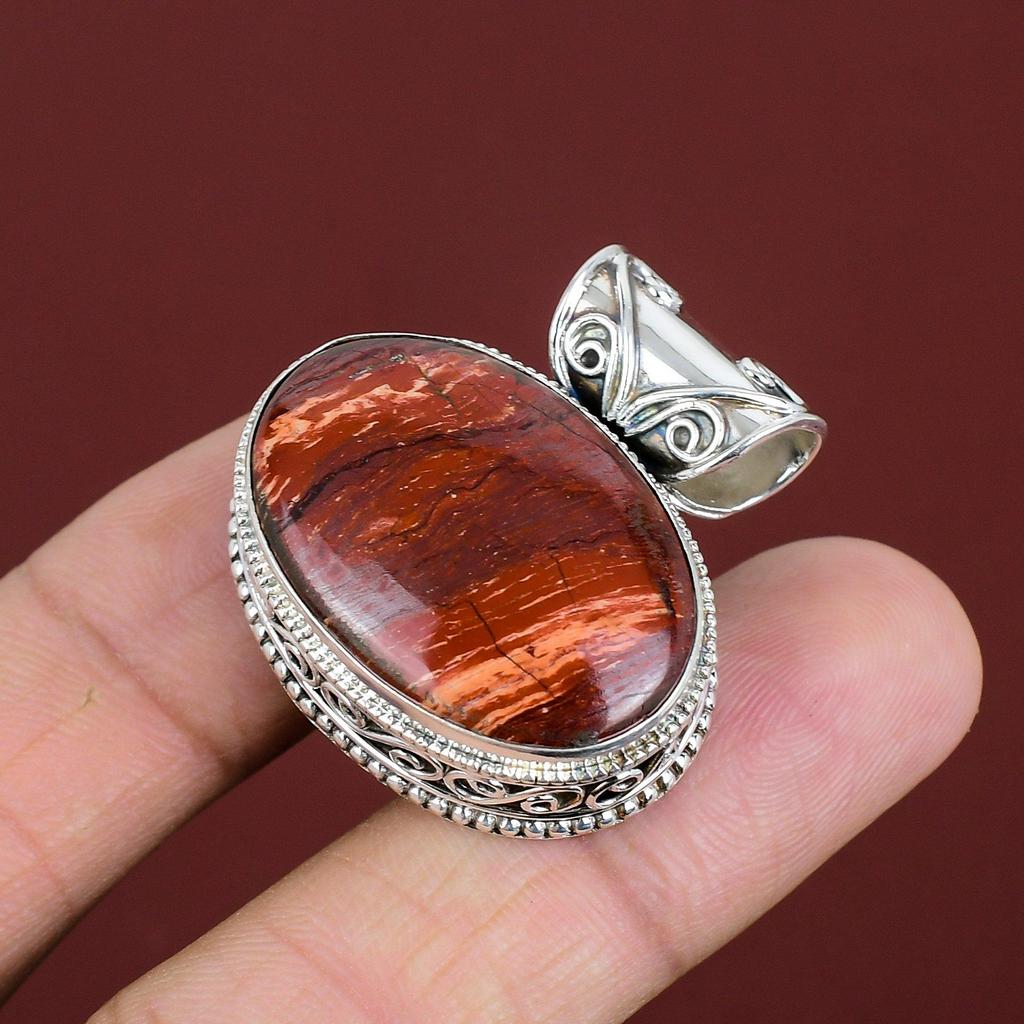 Red Snakeskin Jasper Pendant Gemstone Pendant Vintage Pendant 925 Sterling Silver Pendant Amazing Jewelry Handmade Pendant Gifts For Mother