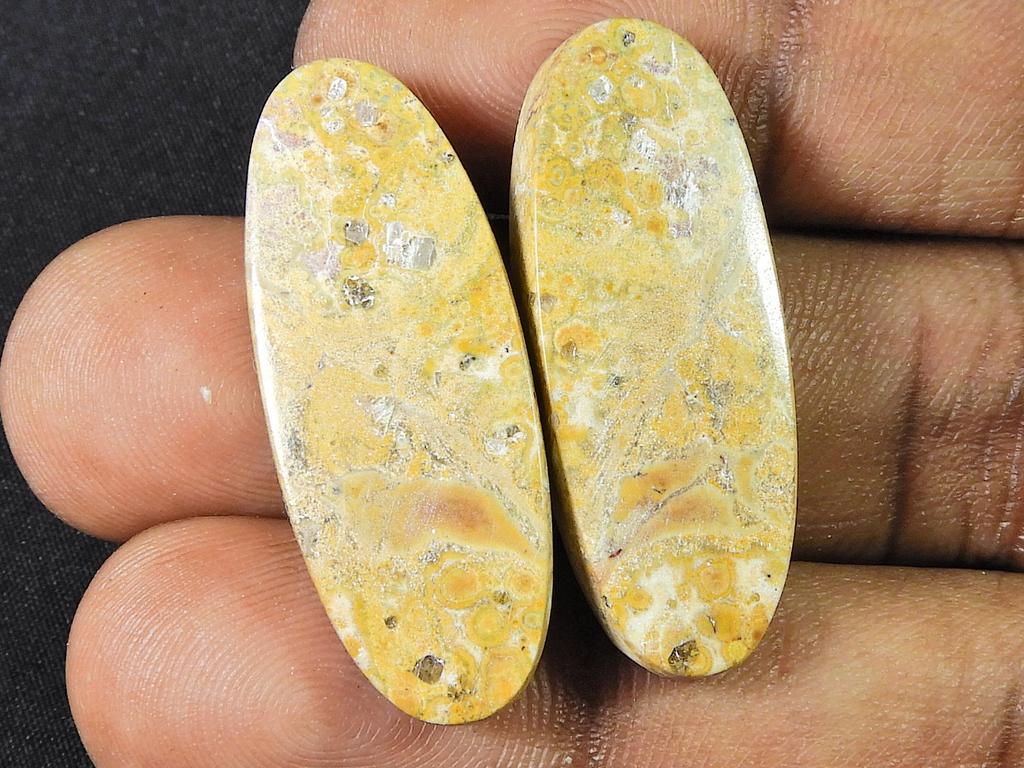 32Cts. Jasper Piele de Leopard Natural Pereche Potrivită Piatră Prețioasă Făcută Manual 13X33X03 MM SK-805