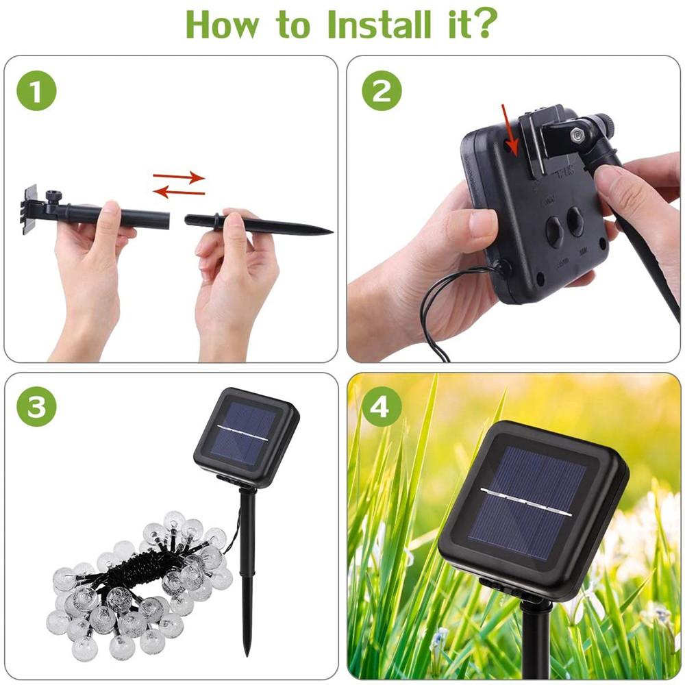 12 LED Solar Butterfly Lamp String Optical Fiber Optic Fairy Light Waterproof Christmas Outdoor Garden Holiday Decoration