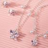 European and American pink purple simple generous butterfly necklace ear clip bracelet 3 pieces girl children's Zircon