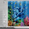 Marine Animal Tropical Fish Seahorse Shower Curtain Blue Ocean Children'S Bathtub Shower Curtain Polyester Fabric With Hook