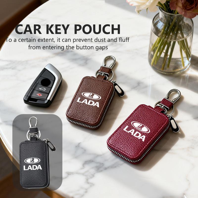 For Lada Car Logo Key Wallet Leather Keys Storage Bag Zipper Key Case Accessories Xray Granta Priora Sedan Sport Kalina Vesta SS15