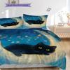 Black Cat Pattern Bedding Quilt Set Quilt Cover Pillowcase Home Decoration Birthday Gift (1 * duvet cover + 2 * pillowcase, without core)