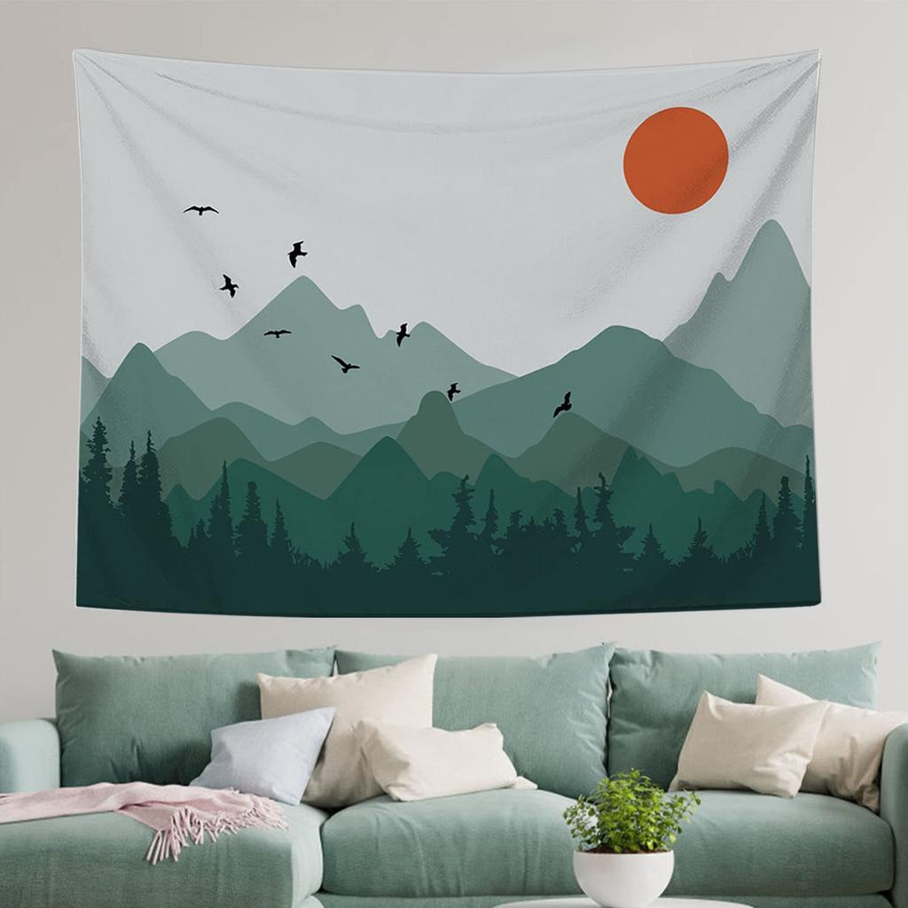 Mountain Tapestry Wall Hanging Forest Tree Art Tapestry Sunset Tapestry Nature Landscape Home Decor for Bedroom Living Room Dorm