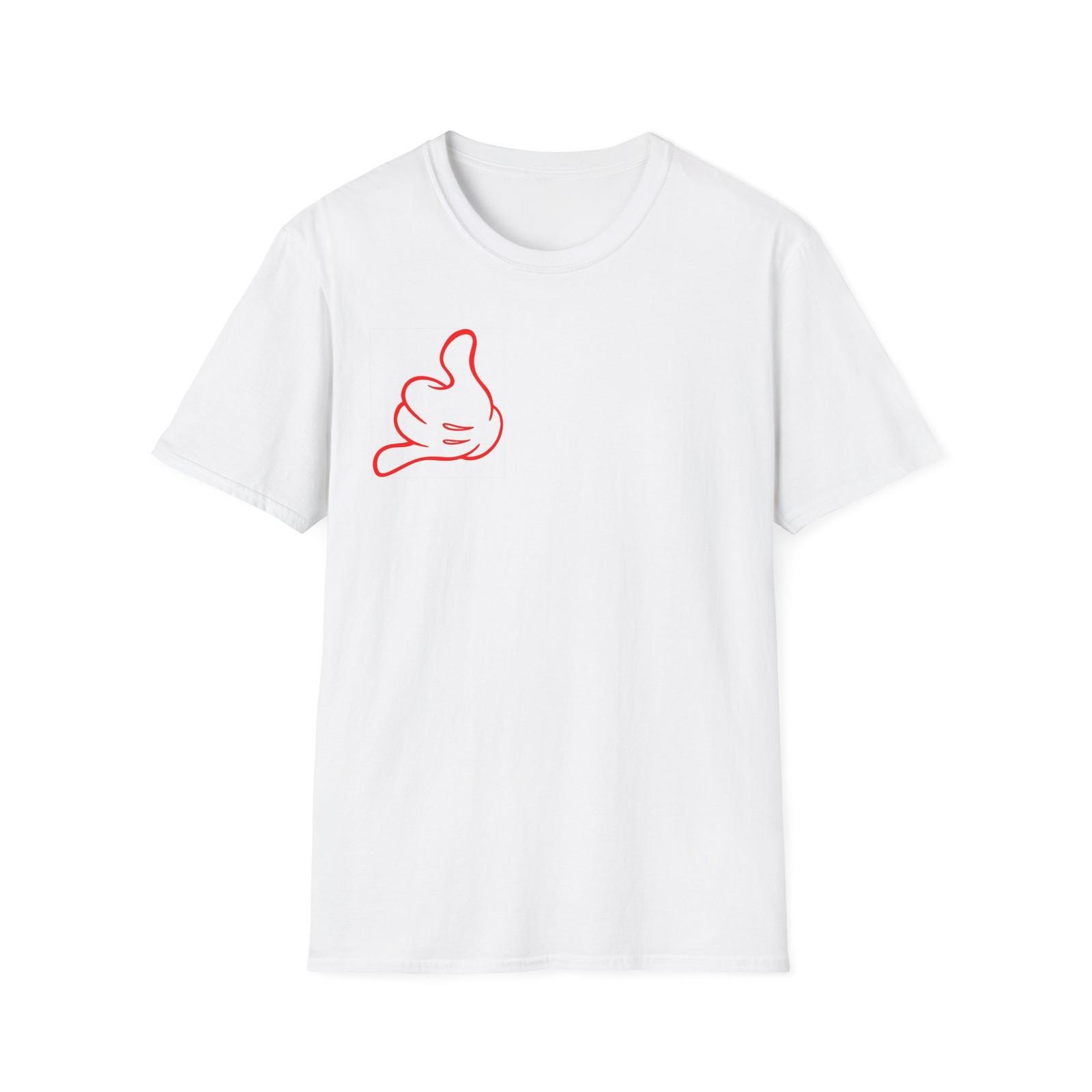 Red Cartoon Shaka Hand T-Shirt | Surfing Gesture Chest Print S разноцветный