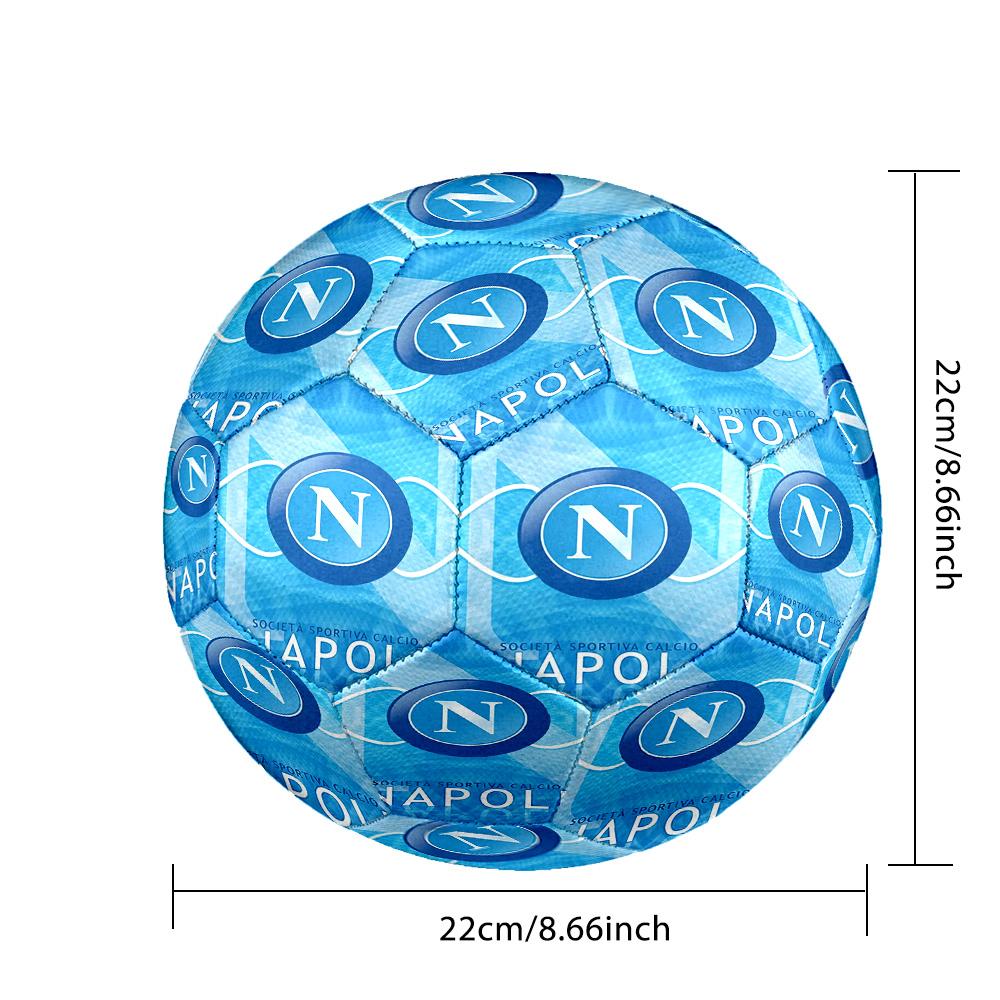Pallone Calcio a 5 Indoor Napoli FC Taglia 5 Colorato Per Tutte le Età Cucito a Macchina PVC Pronto per la Competizione Resistente Alto Rimbalzo