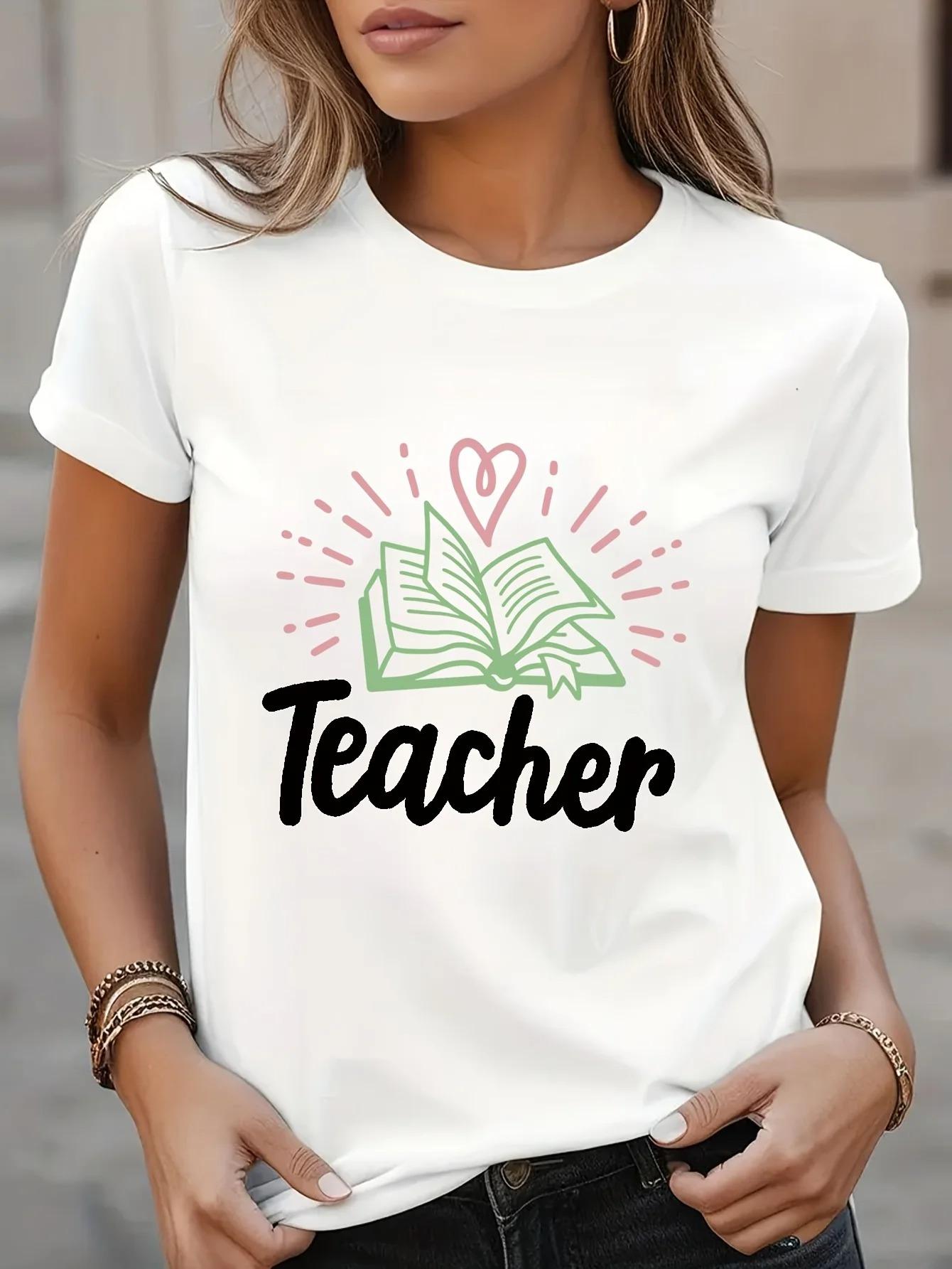 Gratitude Teacher  Pattern Printed Womens Top Tshirt Round Neck Short Sleeved Casual Womens Summer Tshirt Clothing Y2k Top S