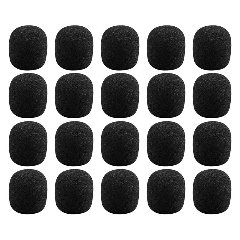 

LIOOBO 40-Piece Microphone Sponge for Lapel Microphones, Headsets, and Windscreens, Washable, Inner Diameter 5mm8mm13mm, Black (13mm Inner Diameter)