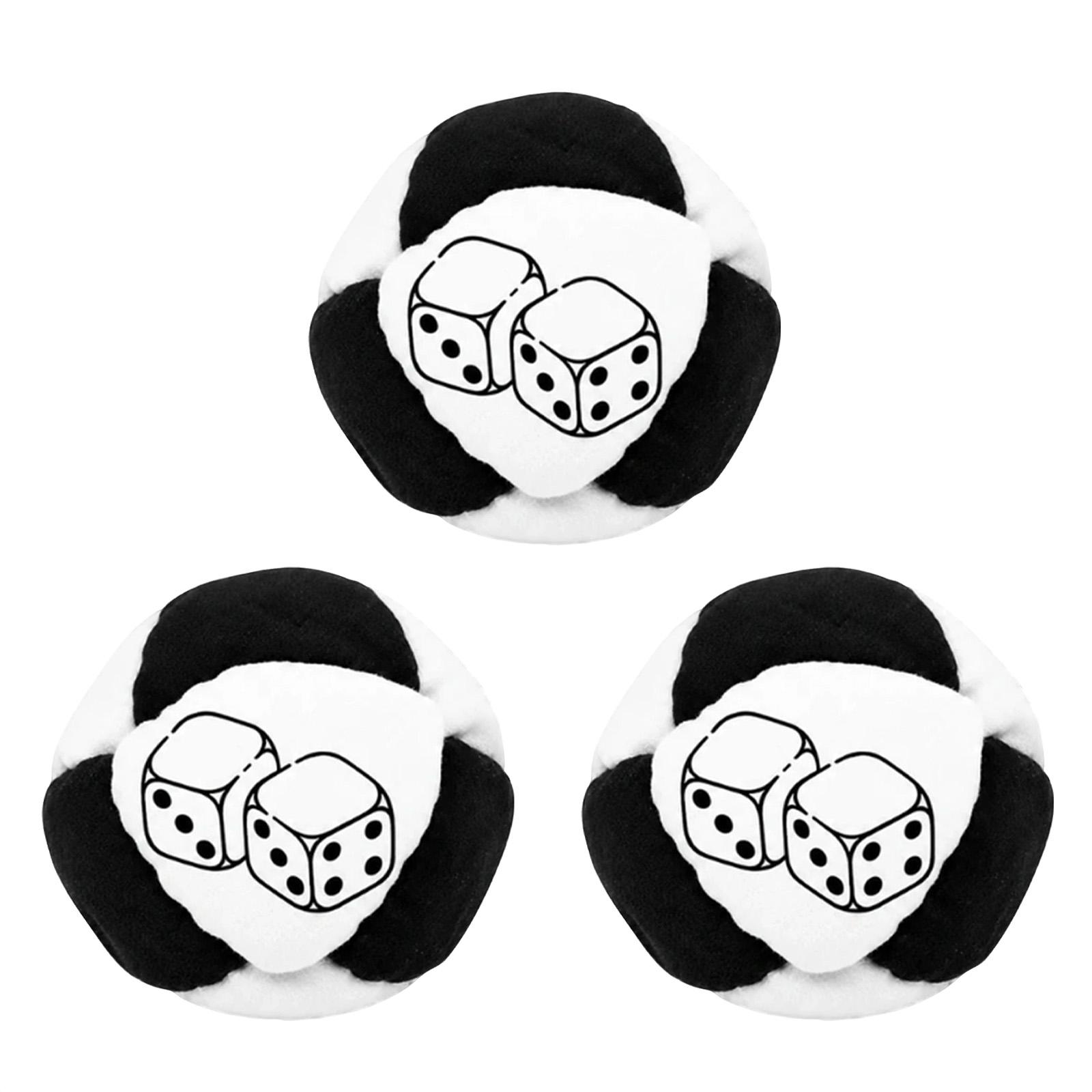 

3pc Set Plush Bean Bag Toss Balls Soft Fabric Dice Pattern Tossing Bags for Indoor Outdoor Games and Activities One Size білий