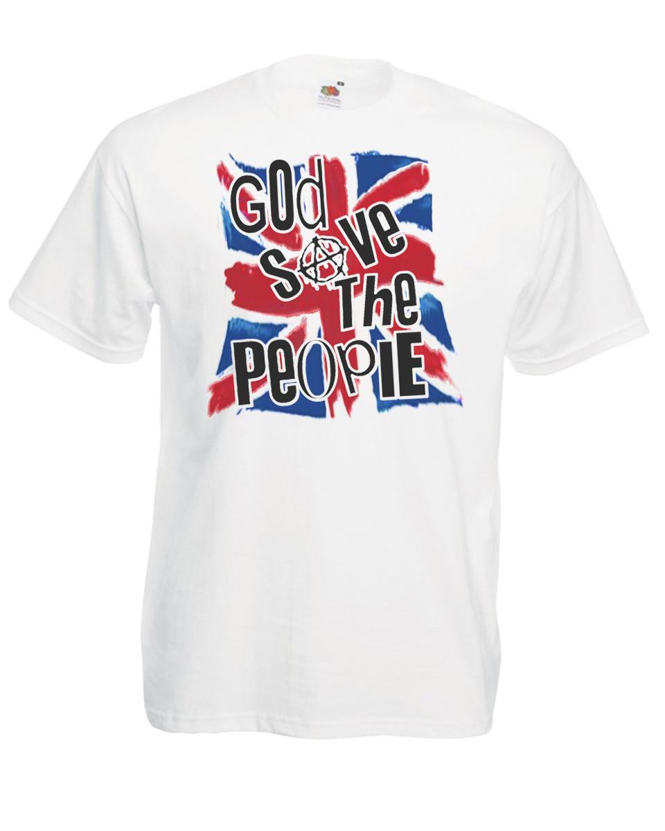 Adults God Save The People Punk Anarchy Pistols Union Jack Unisex White TShirt 2XL