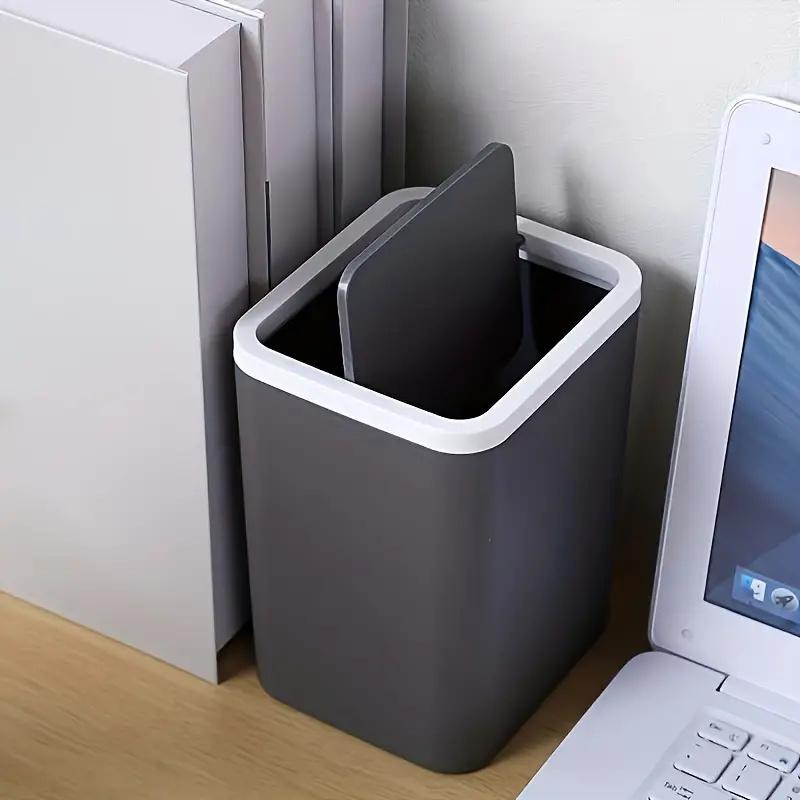 1pc Mini Square Storage Bin With Lid, Plastic Desktop Trash Can, Compact Home Desk Wastebasket With Flip Top, Small Garbage Cont