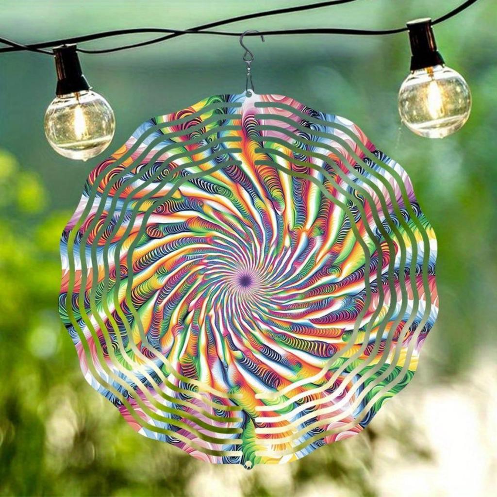 Vibrant Kaleidoscope Wind Chime for Outdoor Decor – Weather-Resistant 2D Hanging Art with 360° Rotating Hook