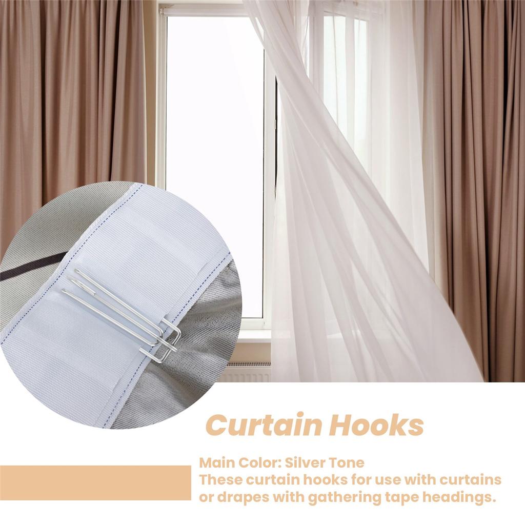 AA58 Window Treatment 4 Prongs Pinch Pleat Drapes Curtain Hooks 20pcs