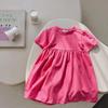 Girls Summer Solid Knit Short Sleeve Dress Loose Casual Cute Princess T Shirt Dress For Kids