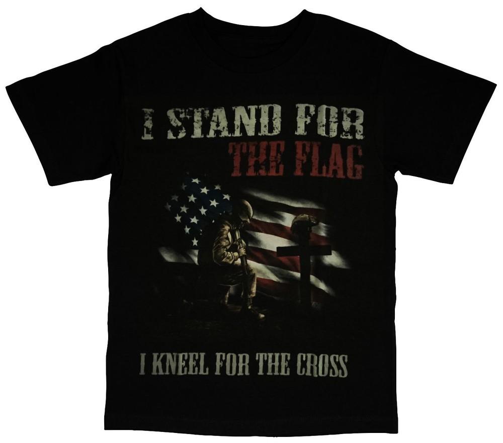 Stand For Flag Kneel For The Cross Patriotic Mens Unisex T-Shirt S