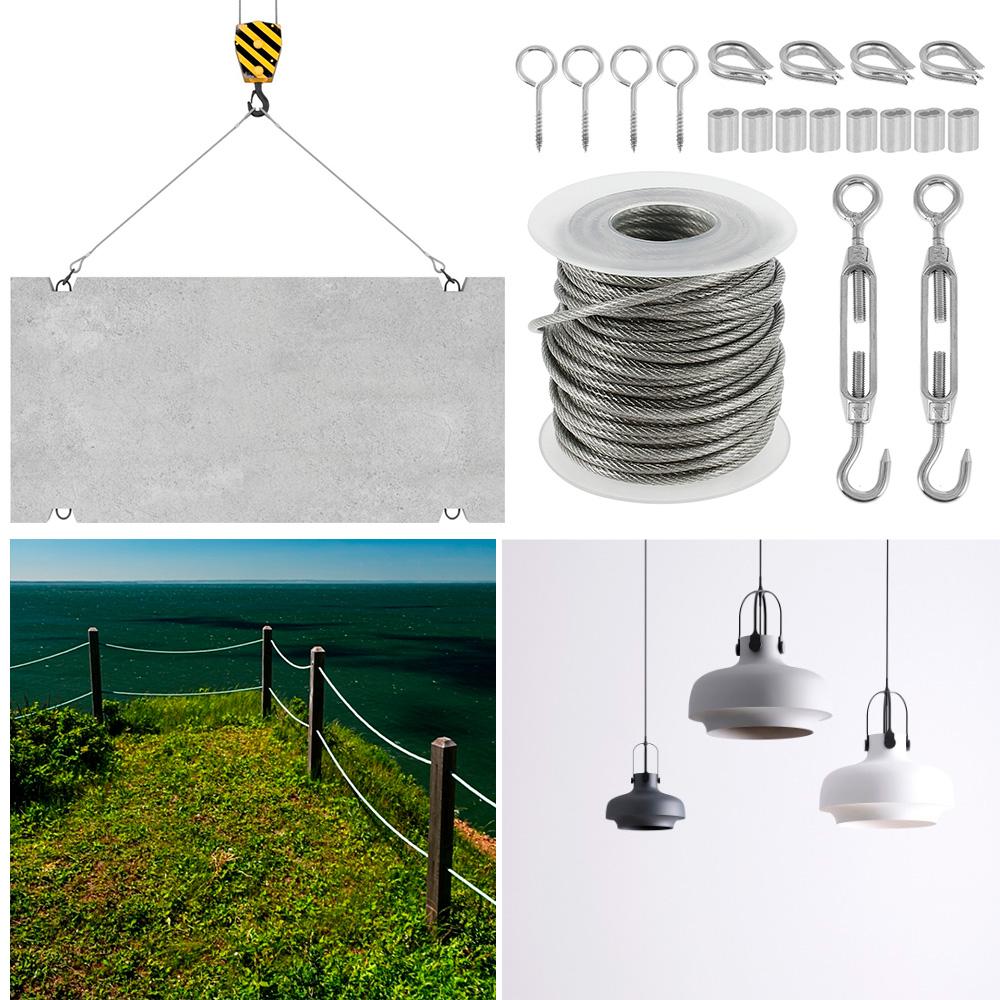 304 Stainless Steel Heavy Duty Cable Rope PVC Coated Garden Wire Cable Railing Wire Fence Roll Kits for Outdoor Tent Rope