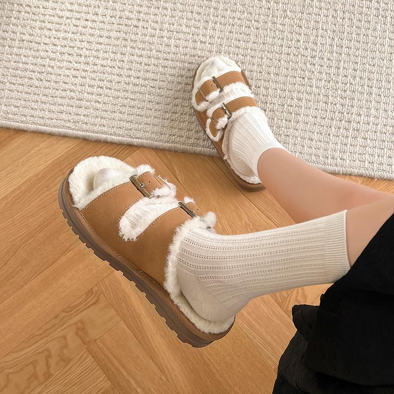 Aogu Lion Deng Mao Mao Slippers Women's 2025 Autumn New Korean Version Casual Thick Bottom Plush Home Wear One-character Drag