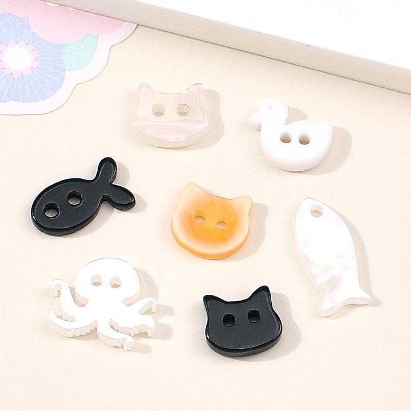 Adorable Kitten Fish Buttons for DIY Crafts: Hair Ties, Bracelets, and Decorations