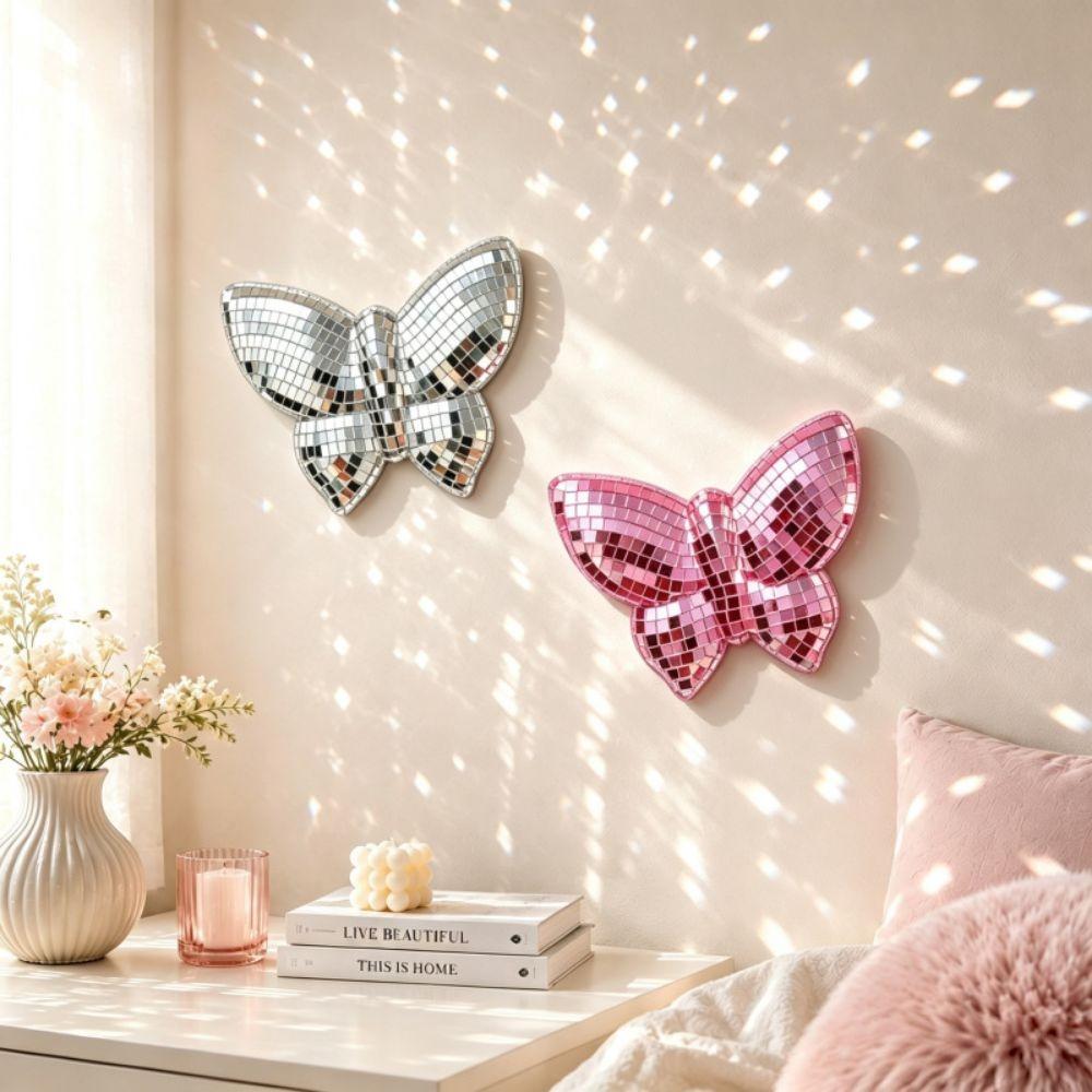 Reflective Surface Disco Mirror Ball 3D Butterfly Hemispherical Wall Decoration Party Supplies