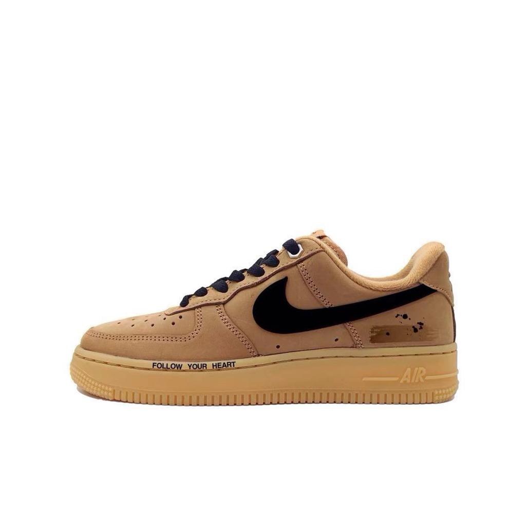 Nike Air Force 1 Slip Resistant Abrasion Resistant Low top Skateboard Shoes Unisex Brown CJ9179-200(Team603-S-BOX)