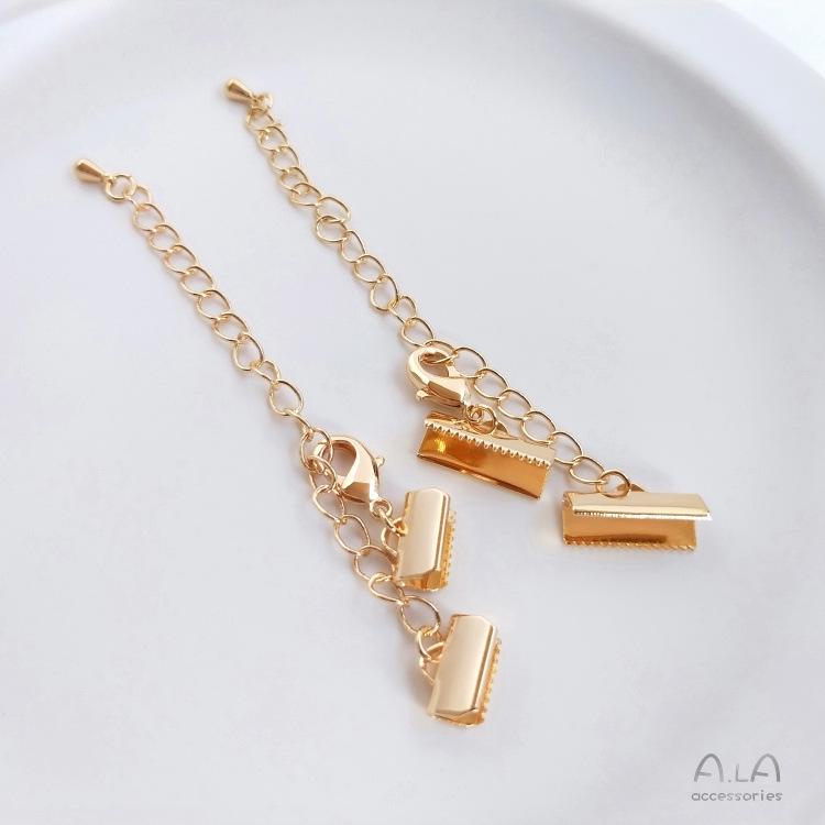 14K Copper-Plated Gold Lobster Clasp Tail Chain Bracelet/Necklace Jewelry Accessory