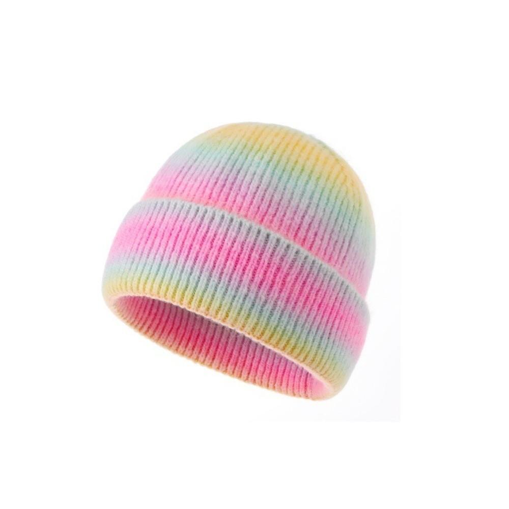 Gradient Color Knitted Beanie Hat Windproof Pullover Hat Trendy Warm Winter Cap Autumn Winter