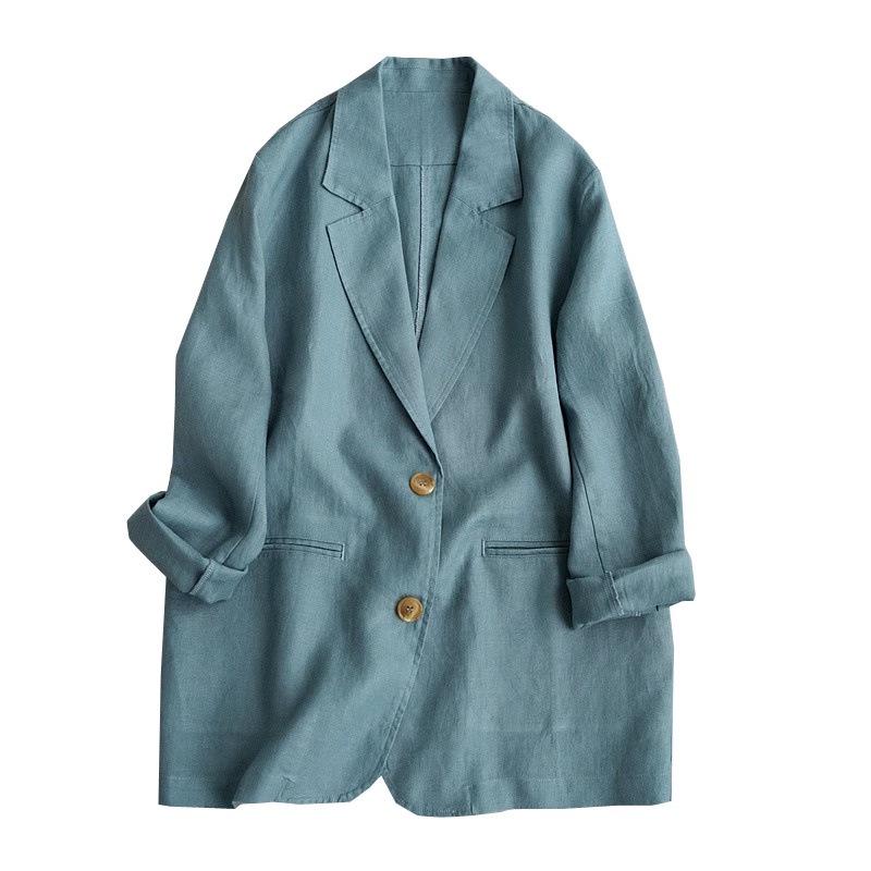 High-End Women's Cotton Linen Long Sleeve Suit Jacket - Age-Reducing Spring/Autumn Fashion