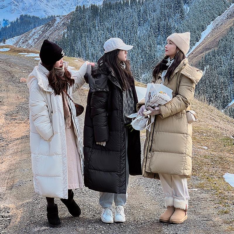 Winter new down cotton jacket Korean style women's mid-length thickened loose hooded knee-length casual cotton jacket