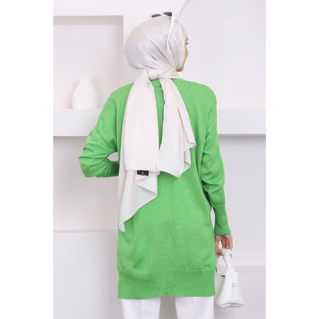 Dark Fuchsia Crew Neck Thin Mercerized Loose Knitwear Tunic