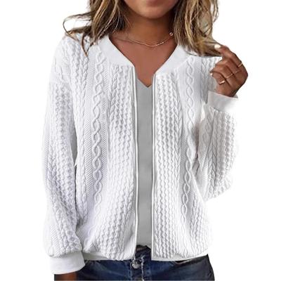 Women s Fashion Casual Fall Winter Solid Color Print Long Sleeve V-Neck Sweaters S