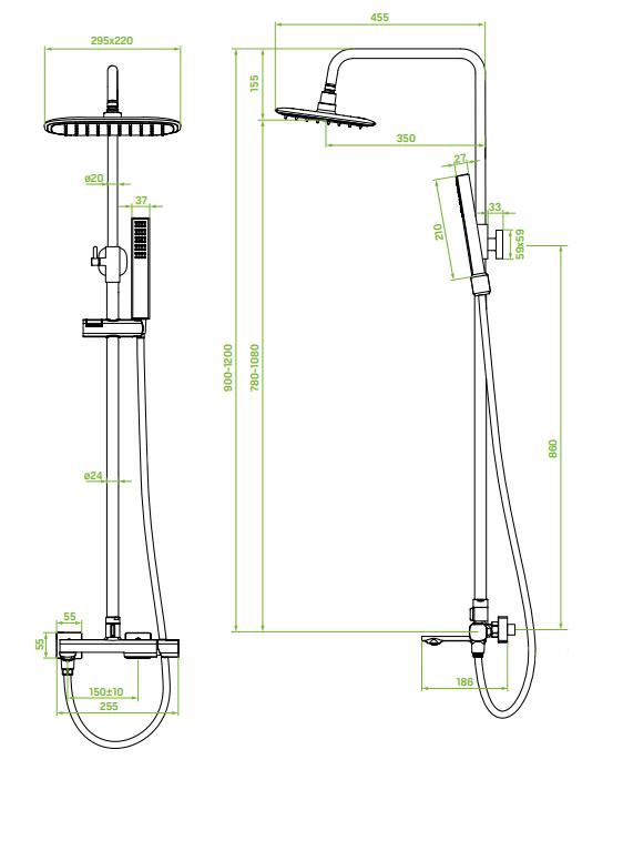 Shower column with LAVEO Tores chrome tap
