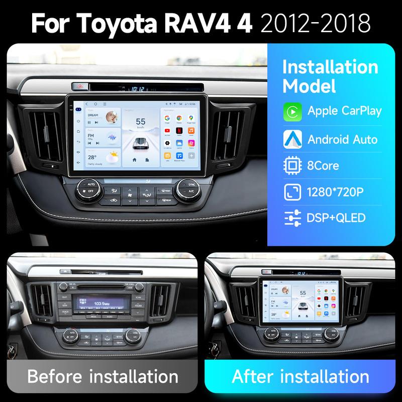JIUYIN AI Voice Wireless CarPlay Android Auto Radio for Toyota RAV4 RAV 4 2012 - 2018 4G Car Multimedia GPS 2din autoradio