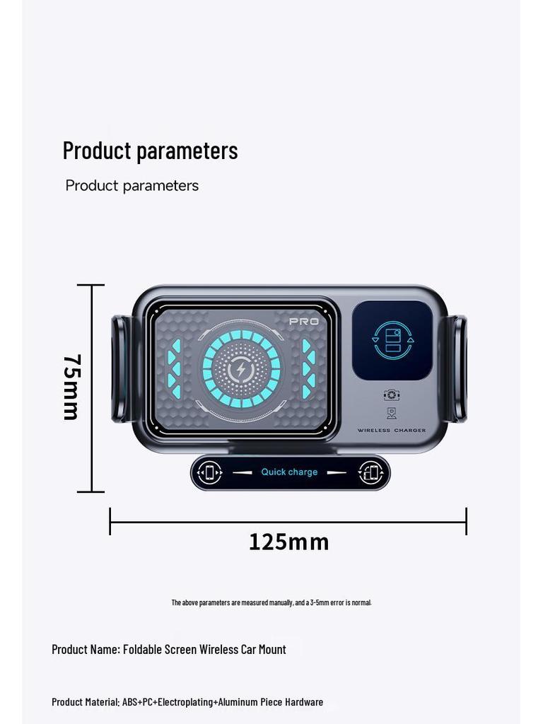 Foldable Car Phone Holder with Wireless Charging and Air Vent Mount
